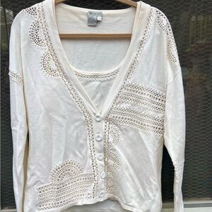 Worth Cream Crochet Sweater Set